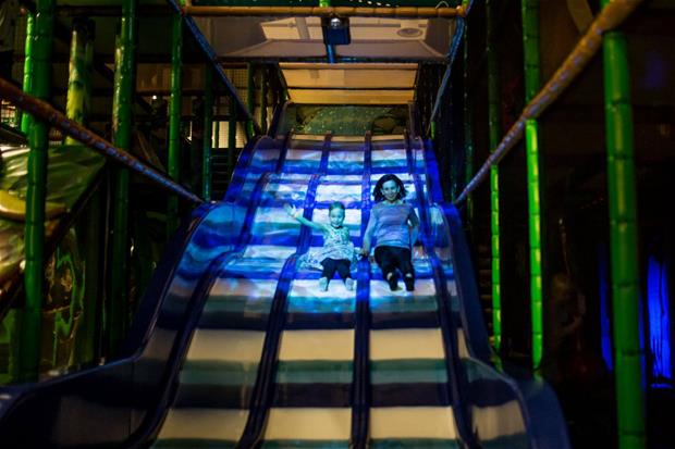 Children's slide at the HopLop Indoor Activity Park.