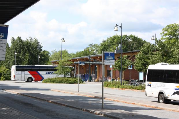 Busses in the Lappeenranta Travel Centre.