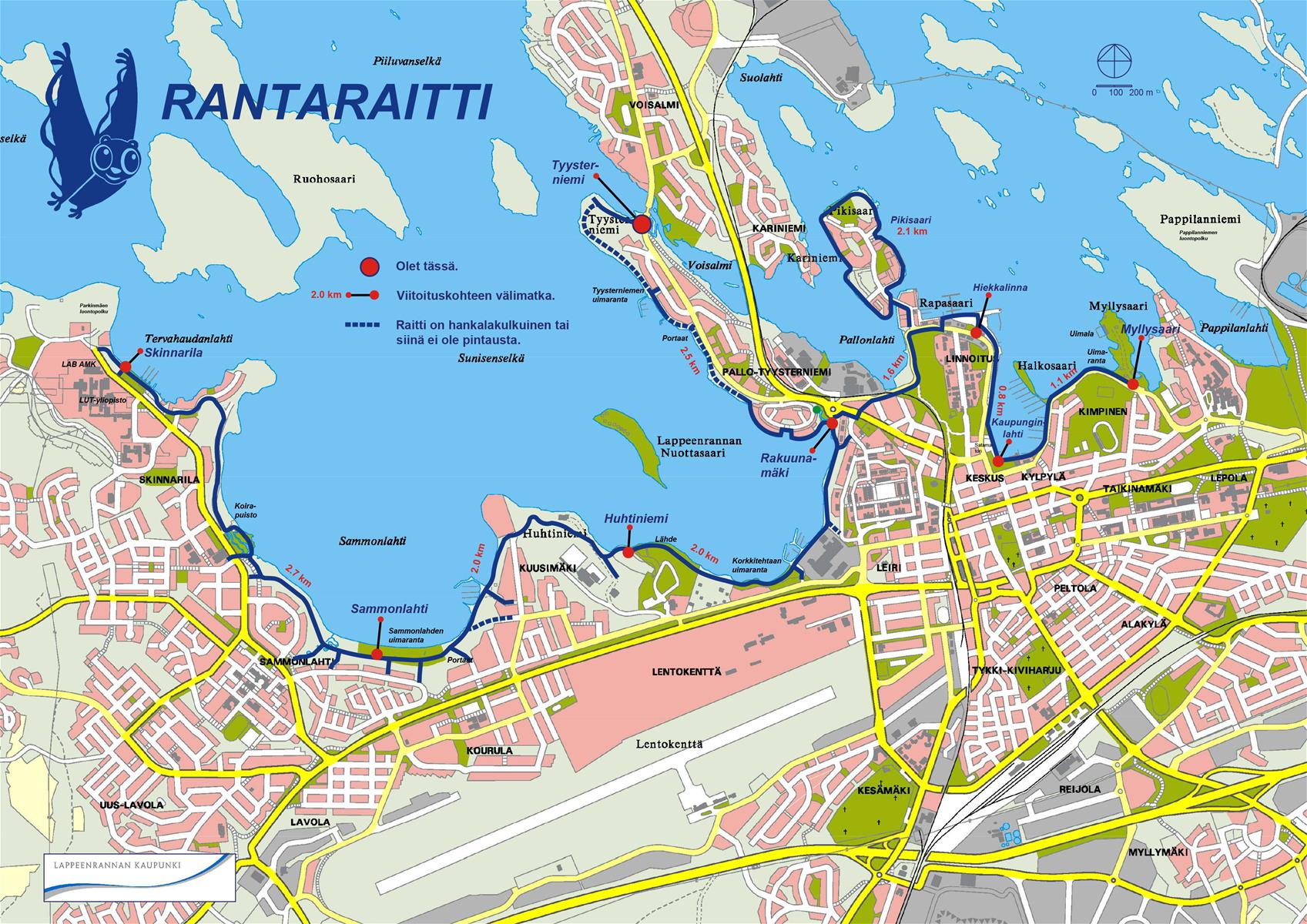 Rantaraitti Guide Map.